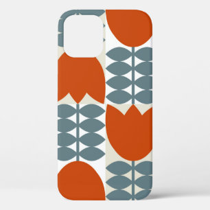 Modern abstract geometric with stylised flowers le iPhone 12 case