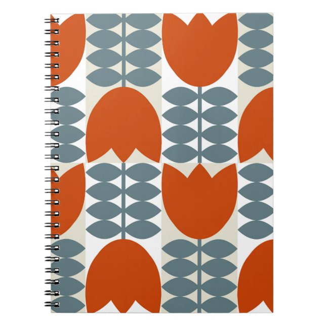 Modern abstract geometric with stylised flowers le notebook (Front)