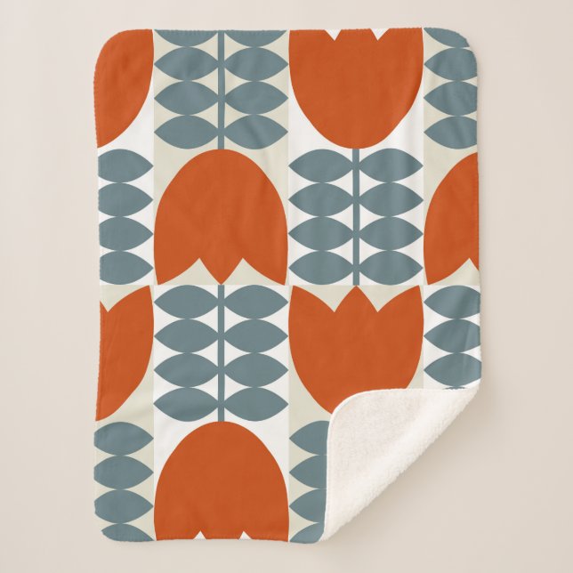 Modern abstract geometric with stylised flowers le sherpa blanket (Front)