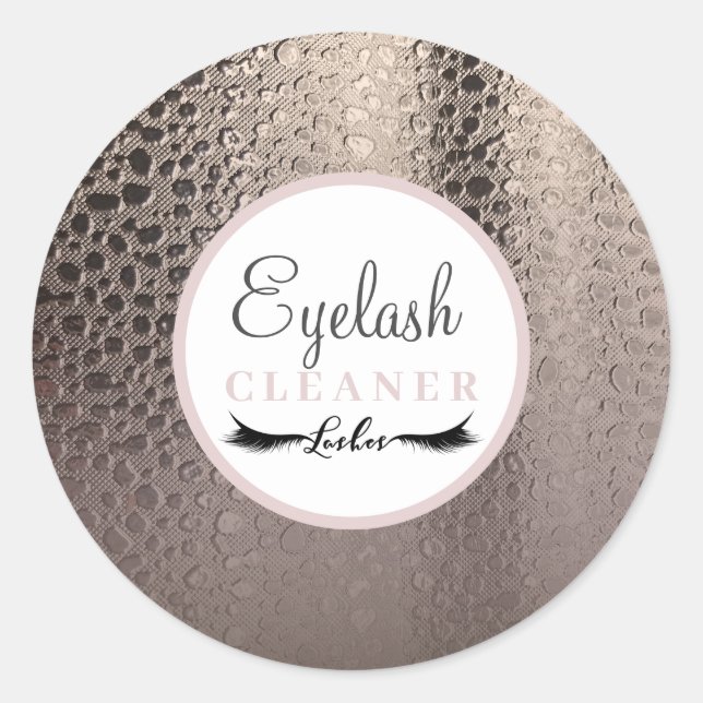 Modern Abstract Glam Pink Rose Gold Lash Cleaner Classic Round Sticker (Front)