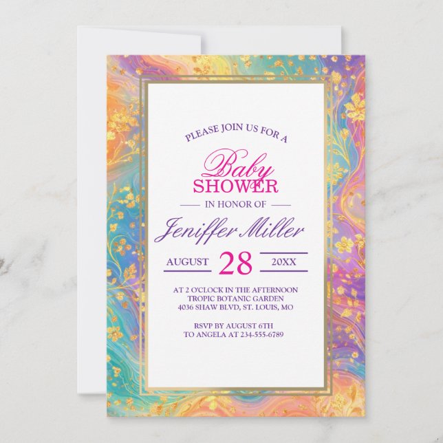 Modern Abstract Glitter Floral Monogram Design     Invitation (Front)