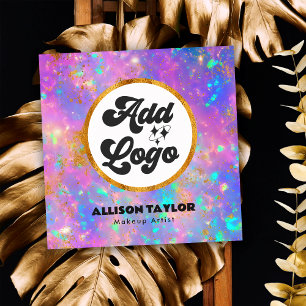 Modern Abstract Gold Fire Opal Gemstone Add Logo Square Business Card