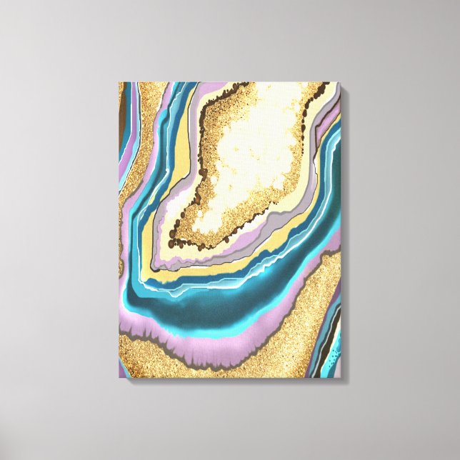 Modern Abstract Gold Geode Agate Gemstone Canvas Print (Front)