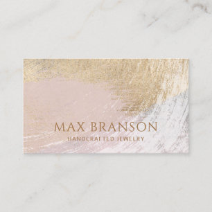 Modern Abstract Gold Pink Jewellery Designer Business Card