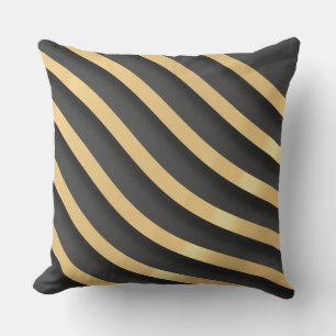 Modern Abstract Gold Stripes Grey Cushion