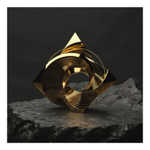 Modern Abstract Golden Geometric Sculpture - Minim Photo Print