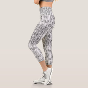 Modern abstract gray tribal triangle pattern capri leggings
