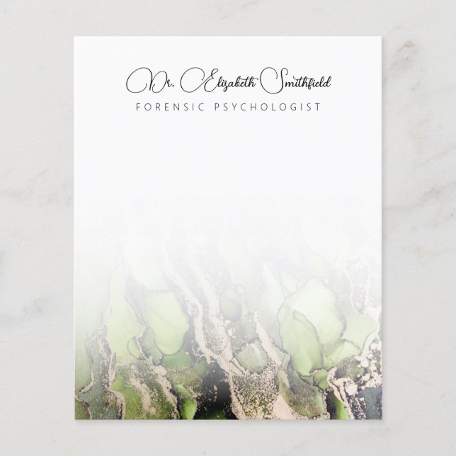 Modern Abstract Green Black Gold Stationery (Front)