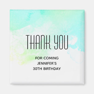 Modern Abstract Green & Blue Watercolor Thank You Magnet