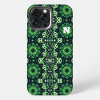 Modern Abstract Green Fractal Art Pattern Initial