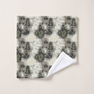 Modern Abstract Green Grey Beige Pattern  Bath Towel Set
