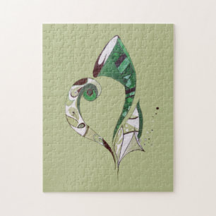 Modern abstract Green hand drawn ink illustration Jigsaw Puzzle