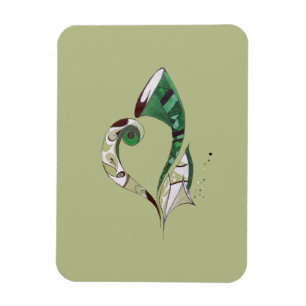 Modern abstract Green hand drawn ink illustration Magnet