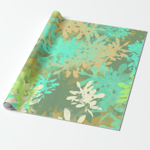 Modern Abstract Green Leaf Pattern Wrapping Paper