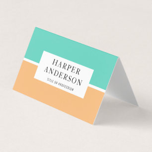 Modern Abstract Green & Orange Professional Business Card