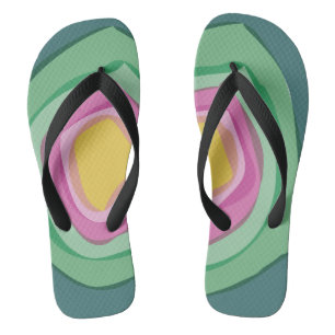 Modern Abstract Green Pink  Thongs