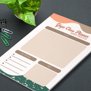 Modern Abstract Green Terra Cotta Yoga Class Notepad