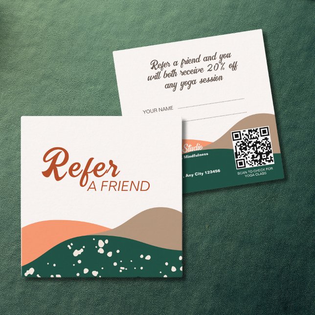 Modern Abstract Green Terra Cotta Yoga  Referral Card (Creator Uploaded)