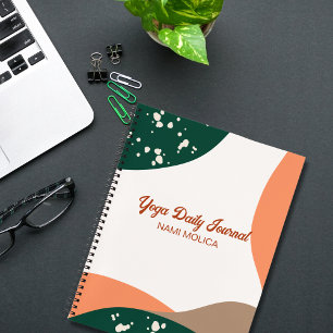 Modern Abstract Green Terra Cotta  Yoga Studio Notebook