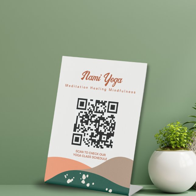 Modern Abstract Green Terra Cotta Yoga Studio   Pedestal Sign (Creator Uploaded)