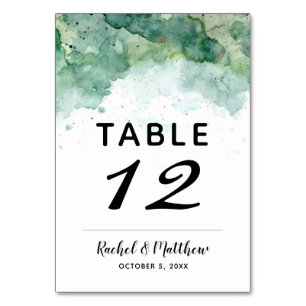 Modern Abstract Green Watercolor Table Numbers