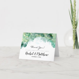 Modern Abstract Green Watercolor Wedding Thank You