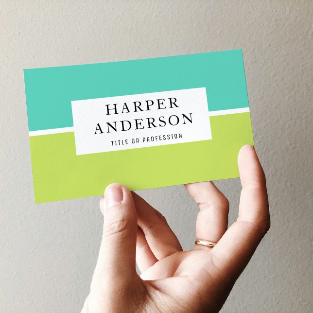Modern Abstract Green & Yellow Professional Business Card (Creator Uploaded)