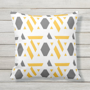 Modern, abstract, grey, mustard yellow, white cushion