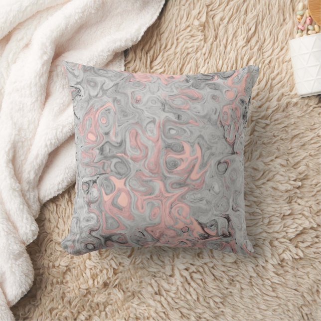Modern Abstract Grey Pink Marble Pattern  Cushion (Blanket)