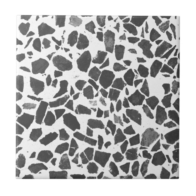 Modern Abstract Grey White Marble Stone Terrazzo Ceramic Tile (Front)