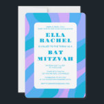 Modern Abstract Groovy Pink Blu Custom Bar Mitzvah Invitation<br><div class="desc">Perfect card to announce a bat mitzvah, bar mitzvah or other Jewish celebration! Hand made art for you. FULLY CUSTOMIZABLE! Click on “Personalise” above to edit the text. Click "edit using design tool" to adjust the fonts, colours and placements and to delete the back side design if you prefer (I...</div>
