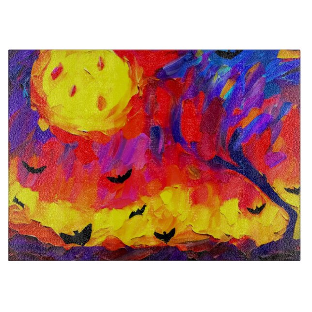 Modern Abstract Halloween Night Cutting Board (Front)