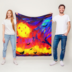 Modern Abstract Halloween Night Fleece Blanket
