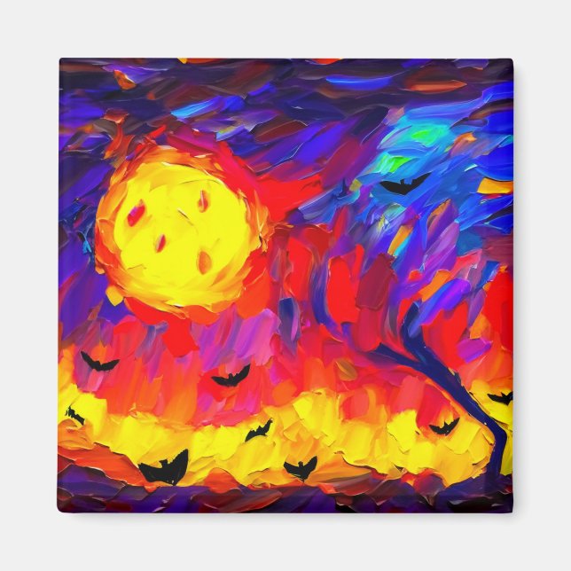Modern Abstract Halloween Night Magnet (Front)