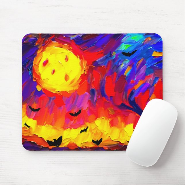Modern Abstract Halloween Night Mouse Pad (With Mouse)