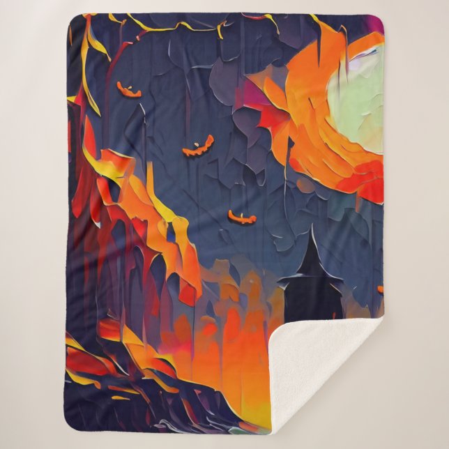 Modern Abstract Halloween Night Sherpa Blanket (Front)