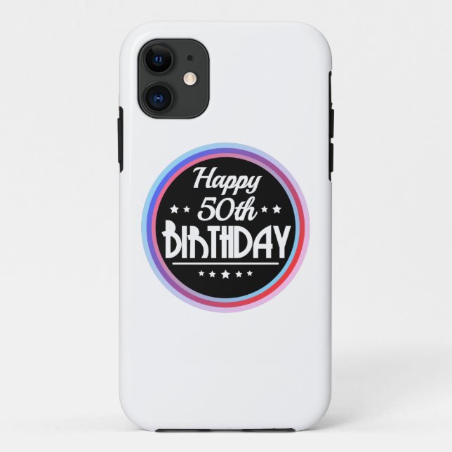 Modern Abstract Happy 50th Birthday Case-Mate iPhone Case (Back)