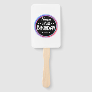Modern Abstract Happy 50th Birthday Hand Fan
