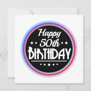 Modern Abstract Happy 50th Birthday Invitation