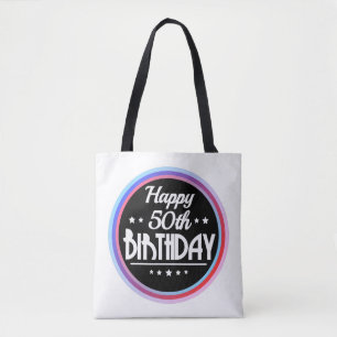 Modern Abstract Happy 50th Birthday Tote Bag