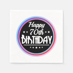 Modern Abstract Happy 70th Birthday Napkin