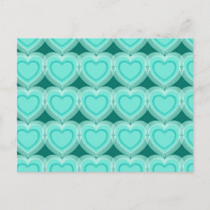 Modern Abstract Hearts - Aqua and Turquoise Postcard