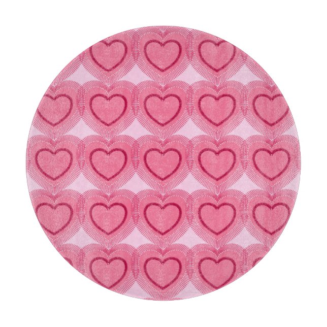 Modern Abstract Hearts - Azalea Pink Cutting Board (Front)