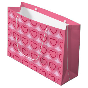 Modern Abstract Hearts - Azalea Pink Large Gift Bag