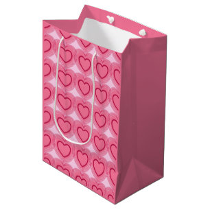 Modern Abstract Hearts - Azalea Pink Medium Gift Bag