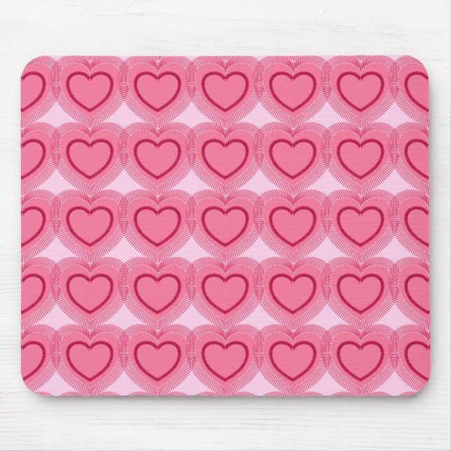 Modern Abstract Hearts - Azalea Pink Mouse Pad (Front)