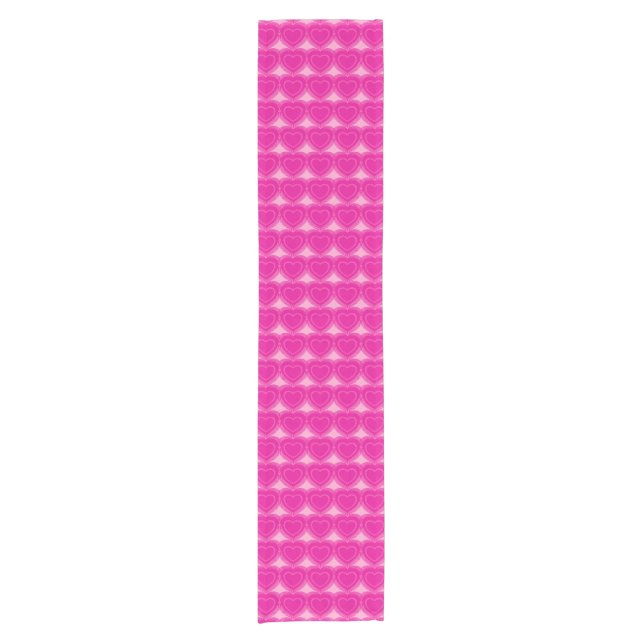 Modern Abstract Hearts - Fuchsia Pink Short Table Runner (Front)