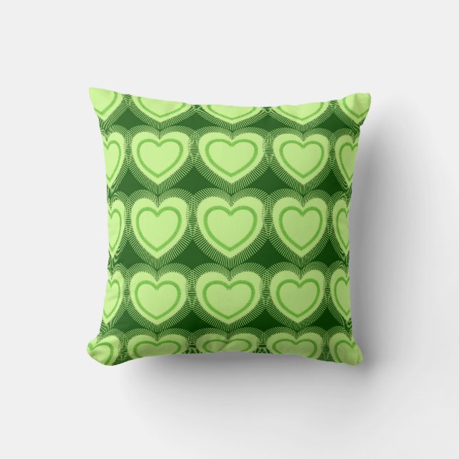 Modern Abstract Hearts - Lime Green Cushion (Front)
