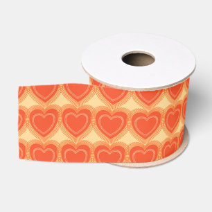 Modern Abstract Hearts - Mandarin Orange Grosgrain Ribbon
