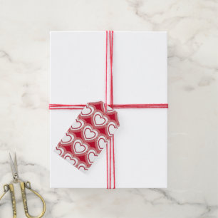 Modern Abstract Hearts - Red and White Gift Tags